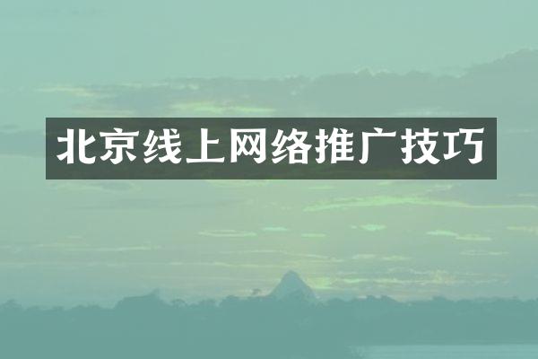 北京线上网络推广技巧