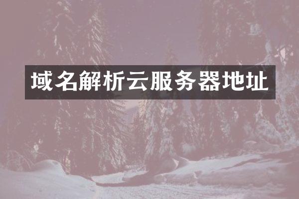 域名解析云服务器地址