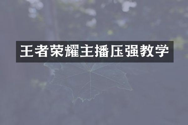 王者荣耀主播压强教学