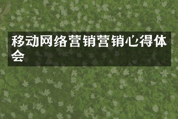 移动网络营销营销心得体会