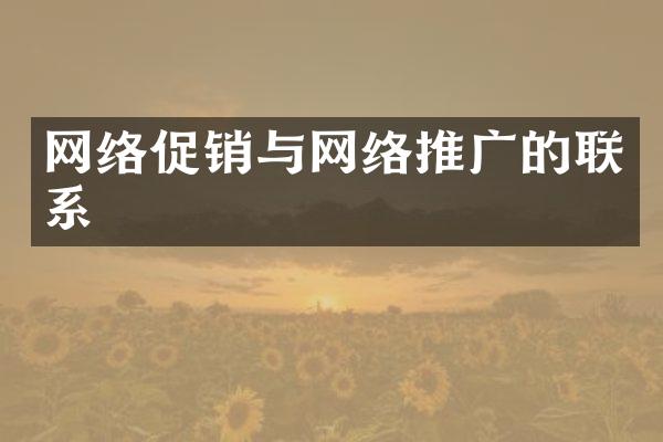 网络促销与网络推广的联系