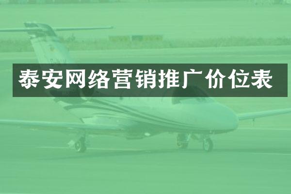 泰安网络营销推广价位表