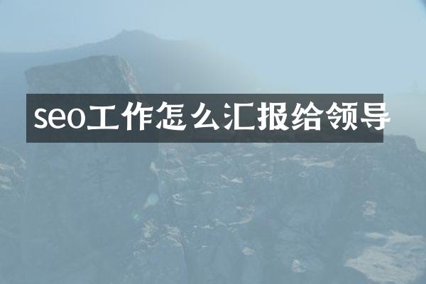 seo工作怎么汇报给领导
