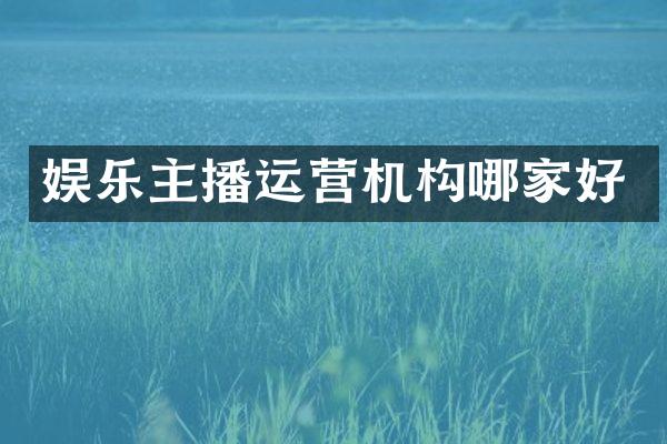 娱乐主播运营机构哪家好