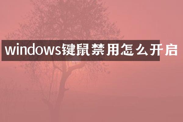 windows键鼠禁用怎么开启