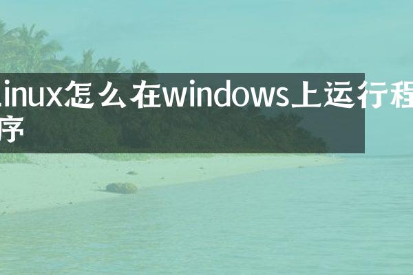 linux怎么在windows上运行程序