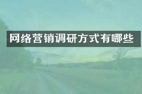 网络营销调研方式有哪些