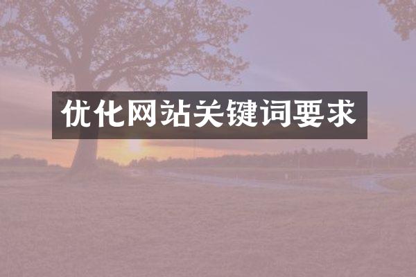 优化网站关键词要求