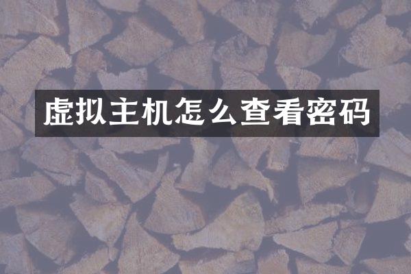虚拟主机怎么查看密码