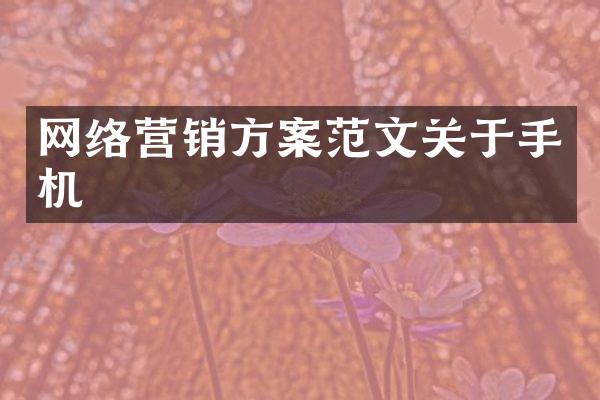 网络营销方案范文关于手机