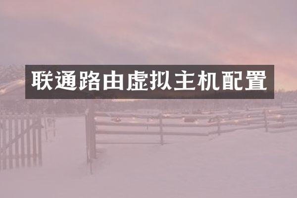 联通路由虚拟主机配置