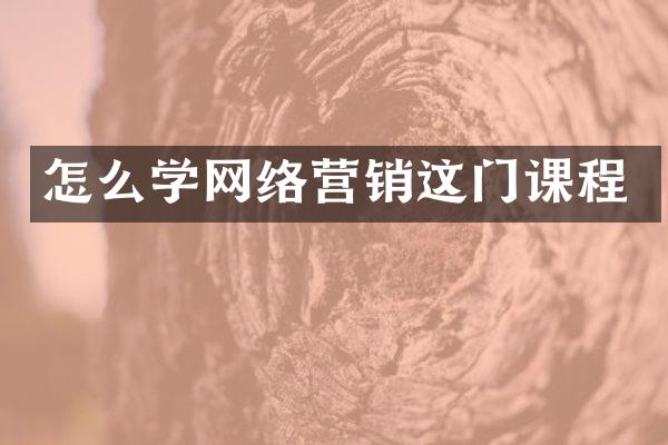 怎么学网络营销这门课程