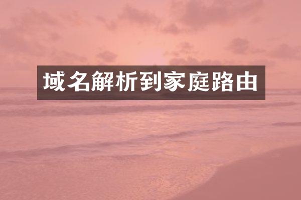 域名解析到家庭路由