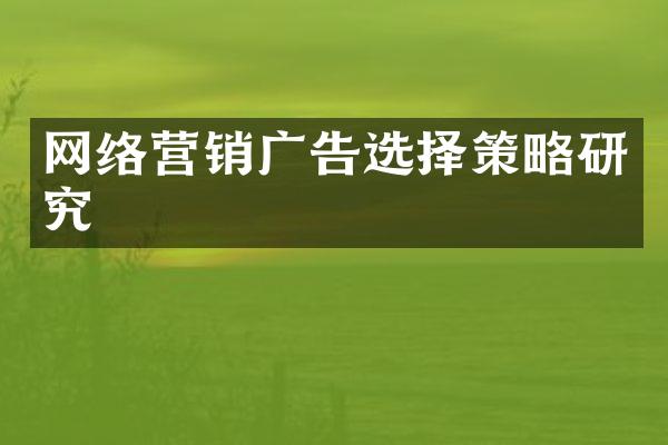 网络营销广告选择策略研究