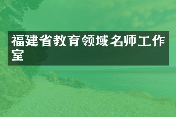 福建省教育领域名师工作室