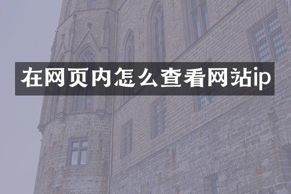 在网页内怎么查看网站ip