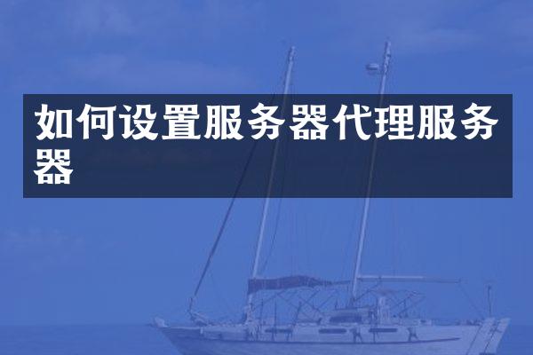 如何设置服务器代理服务器