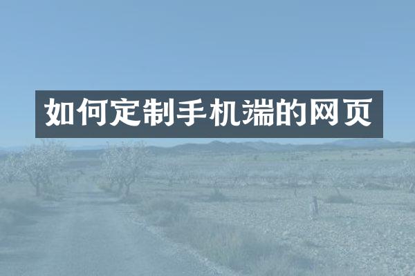 如何定制手机端的网页