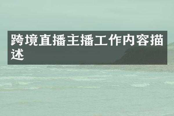 跨境直播主播工作内容描述