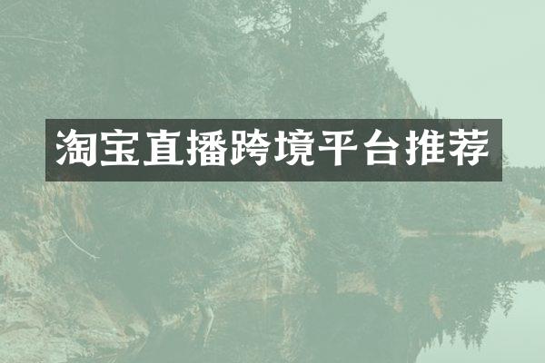淘宝直播跨境平台推荐