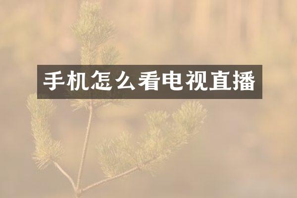 手机怎么看电视直播