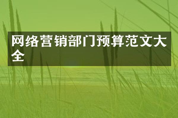 网络营销部门预算范文大全