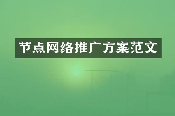 节点网络推广方案范文