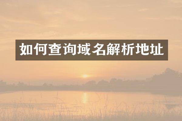 如何查询域名解析地址