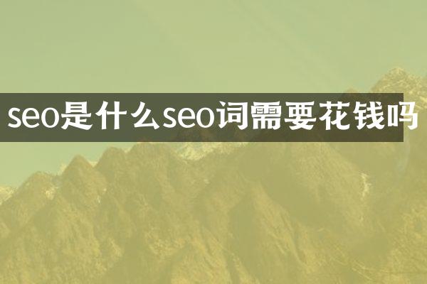 seo是什么seo词需要花钱吗