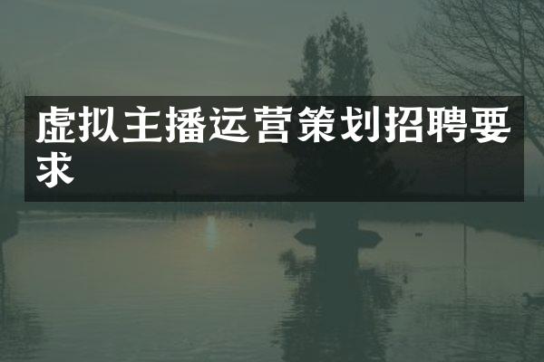虚拟主播运营策划招聘要求