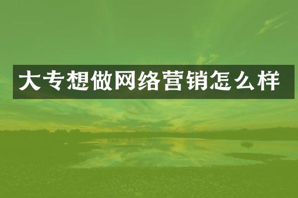 大专想做网络营销怎么样