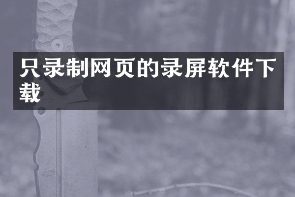 只录制网页的录屏软件下载