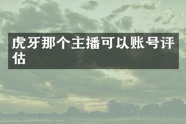 虎牙那个主播可以账号评估