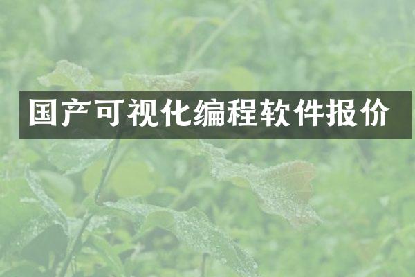 国产可视化编程软件报价