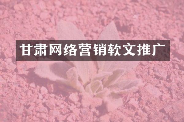 甘肃网络营销软文推广