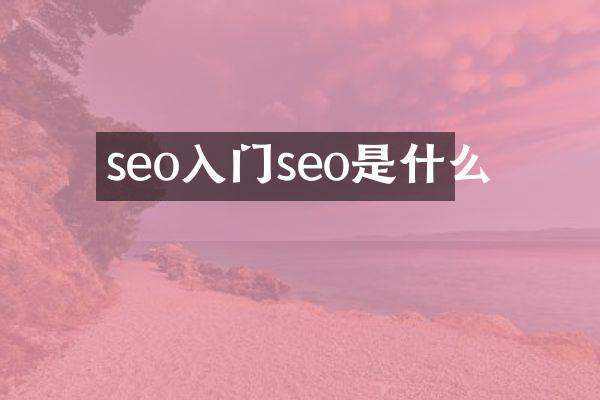 seo入门seo是什么