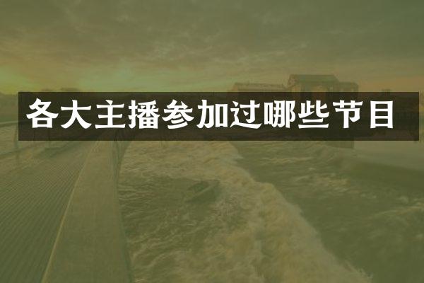各大主播参加过哪些节目