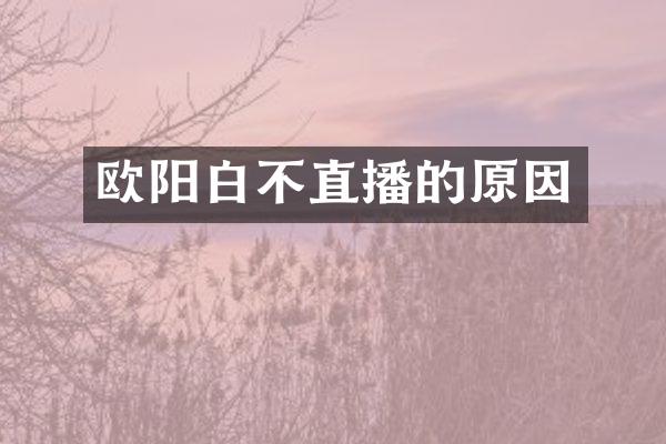 欧阳白不直播的原因