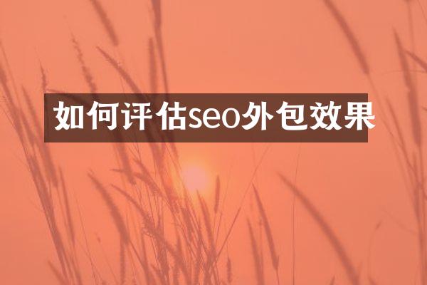 如何评估seo外包效果