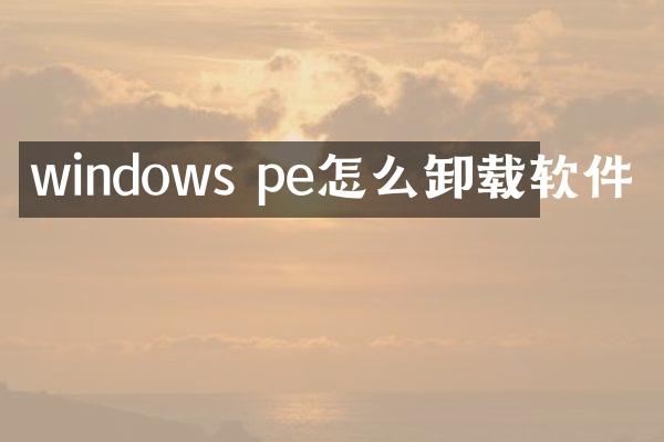 windows pe怎么卸载软件
