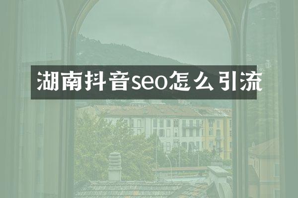 湖南抖音seo怎么引流