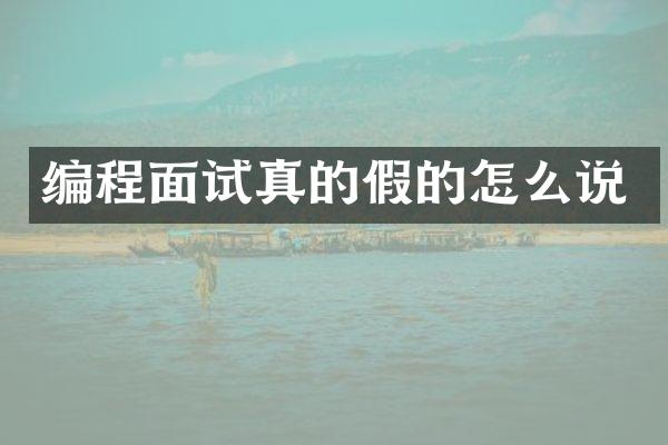 编程面试真的假的怎么说