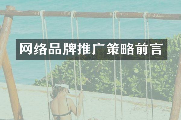网络品牌推广策略前言