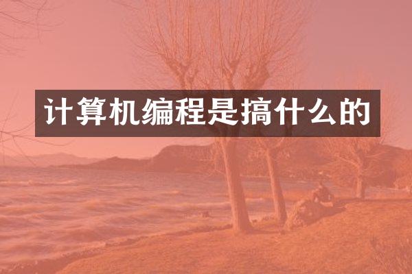 计算机编程是搞什么的