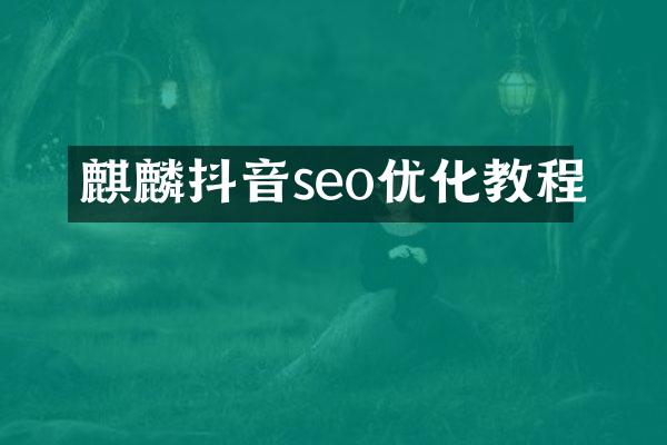 麒麟抖音seo优化教程