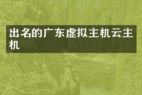 出名的广东虚拟主机云主机