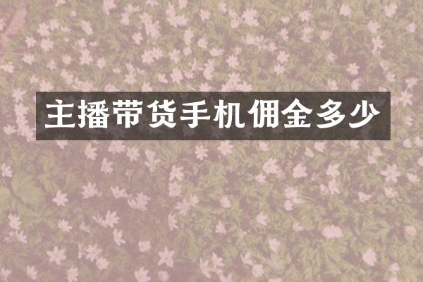 主播带货手机佣金多少