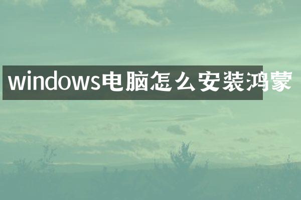 windows电脑怎么安装鸿蒙