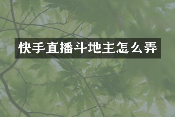 快手直播斗地主怎么弄