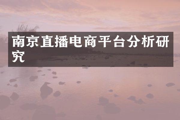 南京直播电商平台分析研究